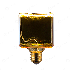 LÂMPADA LED FILAMENTO FUMÊ CUBO E27 - 6W - ÂMBAR