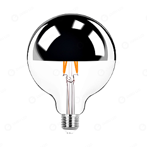 LÂMPADA LED FILAMENTO DEFLETORA G80 - PRATA E27 - 4W - ÂMBAR