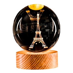 LUMINÁRIA 3D ABAJUR BOLINHA TORRE EIFFEL 2W 3000K
