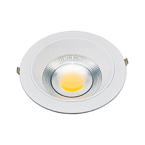 DOWNLIGHT COB EMBUTIR ANTIOFUSCANTE BRANCO 30W ALUMINIO - BRANCO QUENTE