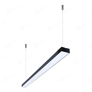 LUMINÁRIA SLIM PENDENTE LED OFFICE ALUMÍNIO PRETO 45W - BRANCO FRIO