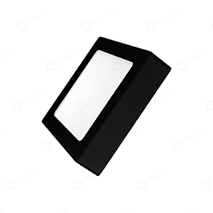 PAINEL DE SOBREPOR LED QUADRADO 12W - PRETO - BRANCO FRIO