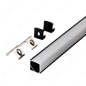 PERFIL ALUMINIO CANTO QUADRADO 15,5X15,5 2METROS PRETO SOBREPOR