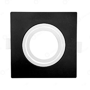 SPOT FACE PLANA MR11 QUADRADO PRETO E BRANCO + SOQUETE GU10