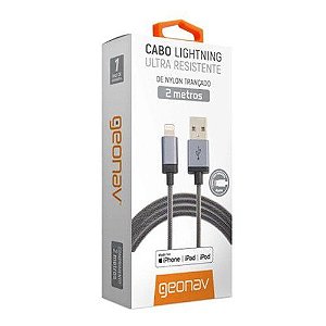 Cabo lighting em nylon trançado cinza 2M LIGH08 - geonav