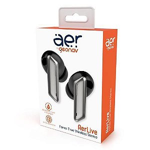 AER by Geonav Fone de Ouvido TWS Aerlive, Bluetooth, Autonomia 4,5* horas, Microfone, Estojo carregador, AER12PP