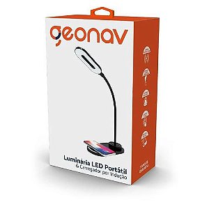 Luminaria led portatil e carregador por indução geonav