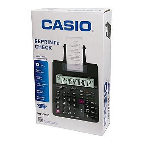 Calculadora Casio HR-100RC Preta Com Bobina para Impressão em 2 Cores Bivolt Reimpressão Segunda Via