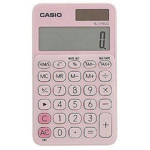 Calculadora Casio SL-310UC Rosa de Bolso Pequena 10 Dígitos Visor Grande Cálculo de Taxa SL310UC