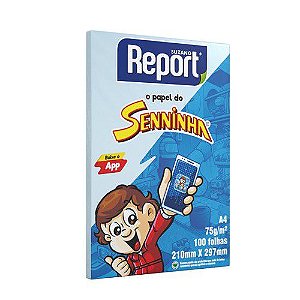 Papel Sulfite Senninha Azul Suzano Report A4 100 Folhas