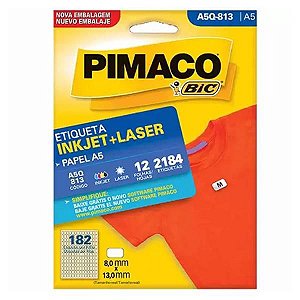 Etiqueta Pimaco A5 Inkjet + Laser 8x13mm 12 Folhas A5Q 813