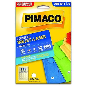 Etiqueta Adesiva Pimaco, Ink-Jet/Laser A5 Redonda, A5-R1313E, 13mm diâmetro