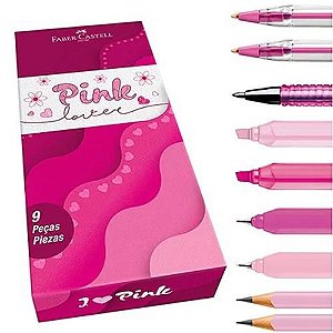 Kit Escolar 9 Peças Pink Lover Faber Castell