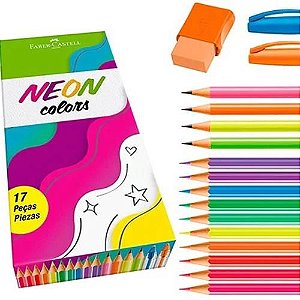 Lápis De Cor Neon Colors Com 17 Peças