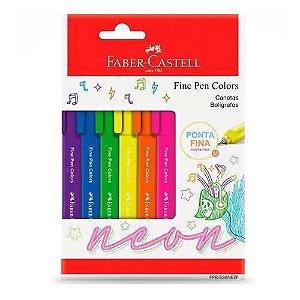 Caneta Fine Pen Colors 6 Cores Neon Faber Castell