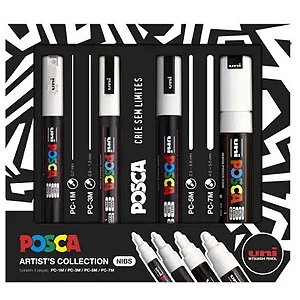 Caneta Uni Posca Artists Collection Branca Com 4 - Uni-Ball