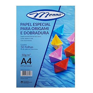 Papel Origami e Dobradura 10 Cores Sortidas 50 Folhas -Menno