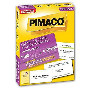 Cartão de Visita Microserrilhado Fosco 180g, Pimaco, 7188, 50.8x88.9mm