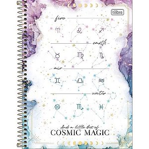Caderno Tilibra 1x1 cosmic magic espiral 80 folhas