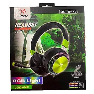 Fone Headset Gamer Som 3d Com Microfone Led Rgb Mox Mo-hp140 Verde