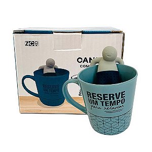 Caneca Infusor Relaxar 350ml em Cerâmica Zona Criativa