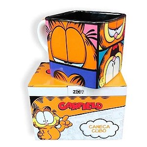 Caneca Cubo Cerâmica Garfield Faces 300 Ml - Zona Criativa