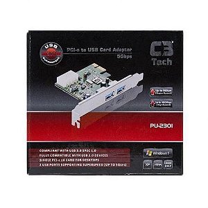 Placa C3TECH PCI-E para USB C/2 Portas USB3.0 - PU-2301