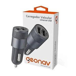 Carregador Celular Veicular 2 Portas Usb Geonav