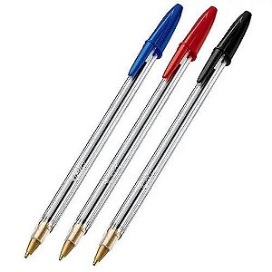 Kit 3 canetas bic Vermelho, azul e preto