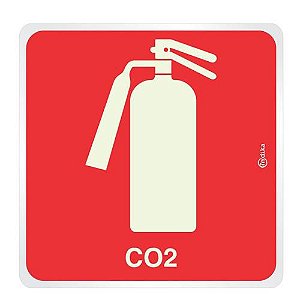 Placa de aviso Extintor CO2 Luminescente 16x16 - indika