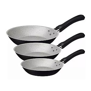 Jogo de Frigideiras Caribe Preto Tramontina C/03 Unidades