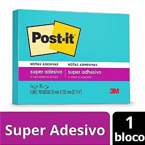 Bloco Adesivo Post-it 76x102mm Azul Eletrico 100 Folhas 3M