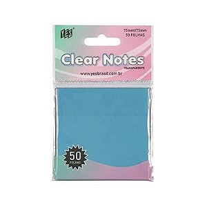 Bloco Adesivo Clear Notes 75x75mm Azul Yes