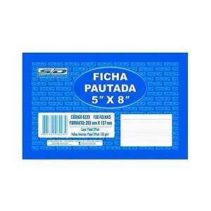 Ficha Pautada "5×8" 203mmx127mm 100 Folhas São Domingos