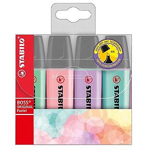 Caneta Marca Texto Stabilo Boss  C/4 Unid Pastel 52 8200