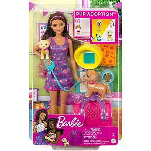 Boneca Barbie Mattel Conjunto Adota um Cachorrinho - Morena