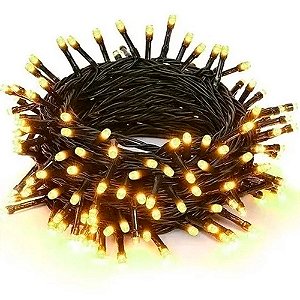 Pisca Led c/100 morno c/fio verde 127v ref.:1008