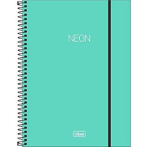 Caderno Espiral  Neon Tilibra 1 Materia 20mm x 275mm 80 Folhas Turquesa