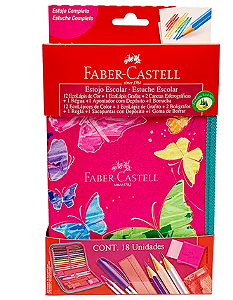Estojo de Nylon Faber-Castell Borboleta Rosa