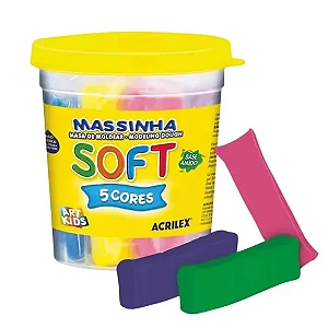 Massinha Infantil de Modelar Soft 325g Com 5 Cores Acrilex