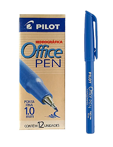 Caneta Hidrográfica Office Pen 1.0mm Azul Pilot - 1 Caixa Com 12 Unidades