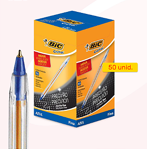 Caneta Esferográfica Cristal Ultra Fina 0.7mm Azul – Bic Caixa com 25 unidades
