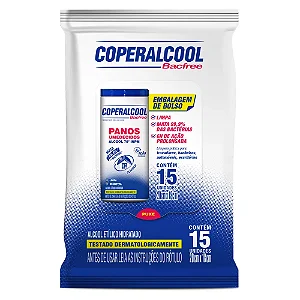Pano umedecido coperalcool bacfree clássico 15 unidades