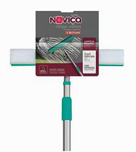 Rodo Mop Limpa Vidros Noviça 2 Em 1 Limpa E Seca Com Cabo