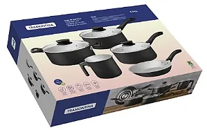 Jogo de Panelas Tramontina Linz em Aluminio com Revestimento Interno e Externo em Antiaderente Starflon Max Preto 05 Peças