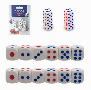 Jogo de dados com 9 pecas 1,4cm na cartela