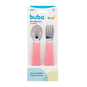 Kit Talheres Infantil Garfo E Colher Bubabzoo Buba - Unicórnio