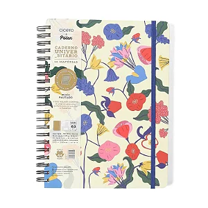 Caderno Espiral Doce Florada Pautado 20x28 Off White 10 Matérias 160 fls