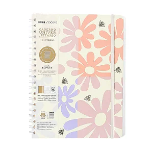 Caderno Espiral Melissa Pautado 20x28 Block Bloomy 1 Matéria 80 fls