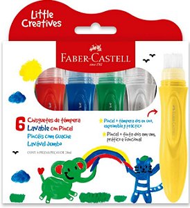 Guache Lavavel 6 Cores Pincel Jumbo 164004 Faber Castell